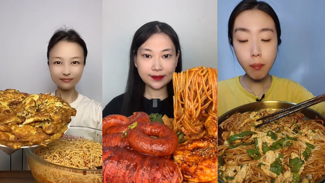 K Mala Chicken, Black Bean Noodles, Massive Ramen Noodles Challenge ASMR MUKBANG Eating Sounds