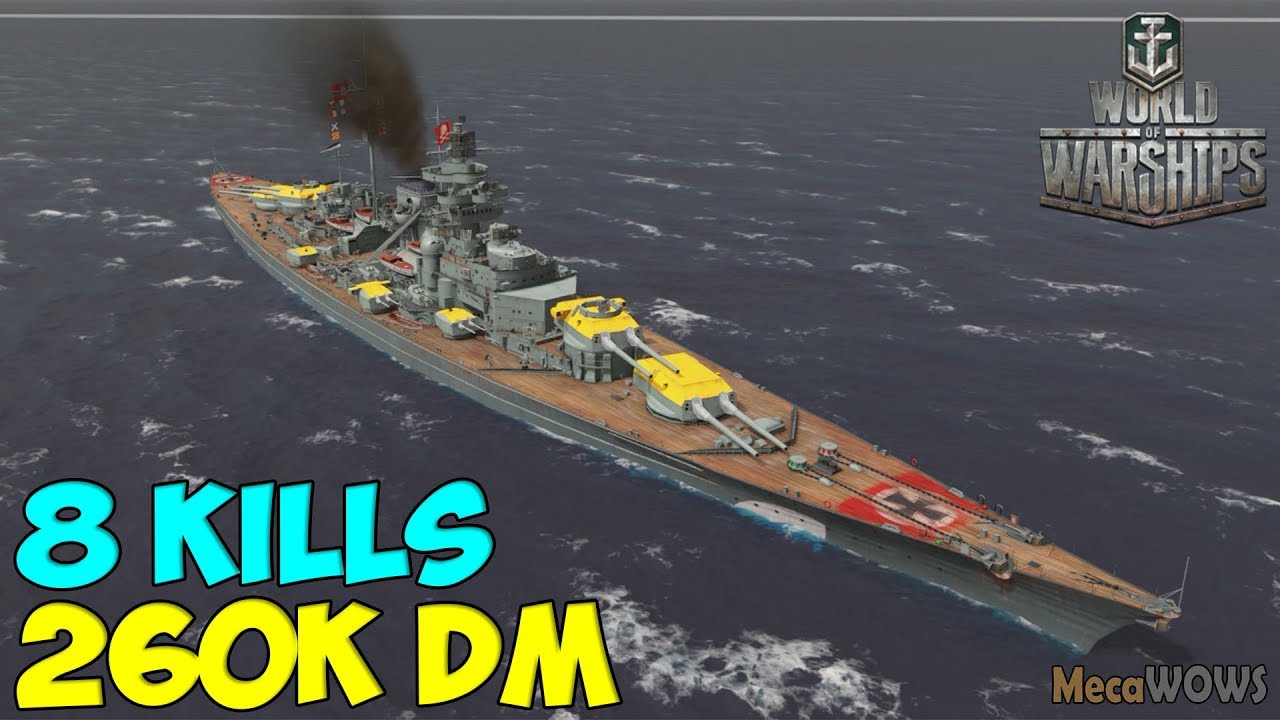 World of WarShips | Bismarck | 8 KILLS | 260K Damage - Replay Gameplay 4K 60 fps