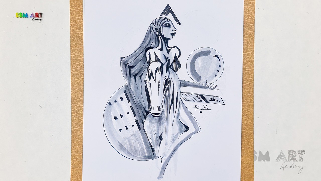 Pharaonic Queen's Cosmic Journey | SSM Art's Surreal Egyptian Horse Masterpiece | Art Revelation