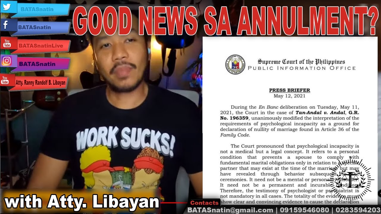 Epekto ng Tan-Andal vs. Andal, GR no. 196359 sa Declaration of Nullity (Annulment)