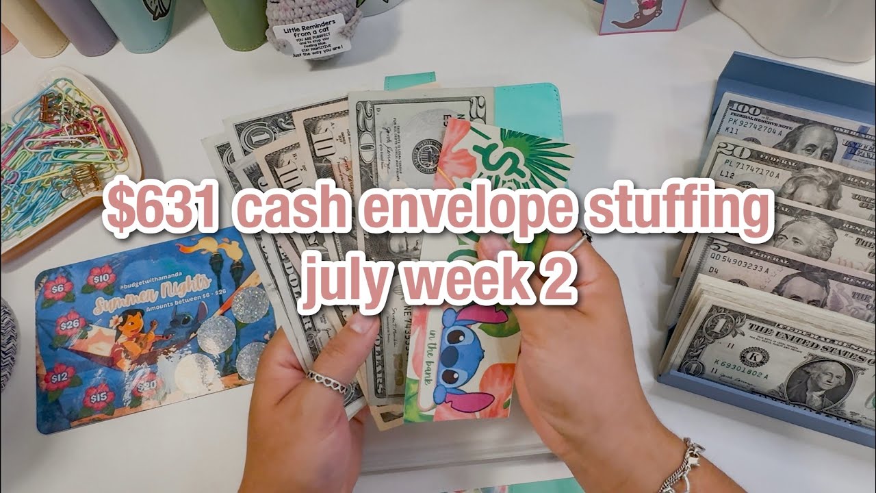 CASH ENVELOPE AND SINKING FUNDS STUFFING & giveaway!! | 24 yr old low income budget | july week 2
