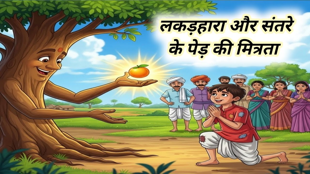 लकड़हारा और संतरे के पेड़ की मित्रता  | moral stories | hindi kahani | cartoon hindi story |