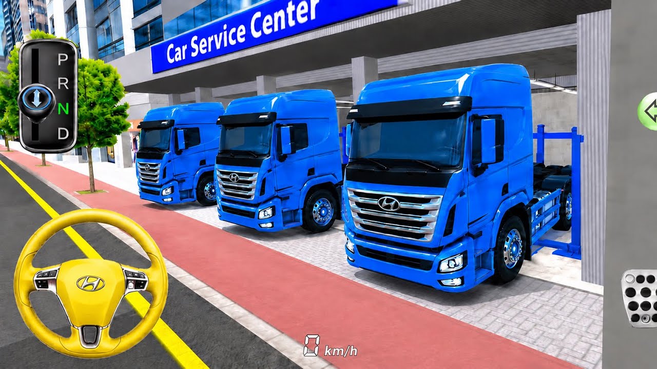 All New Blue Trailer Truck 🚚 In Auto Repair Shop | Police Car 🚓 vs Kia Carnival 🚐 | 3D Driving Class