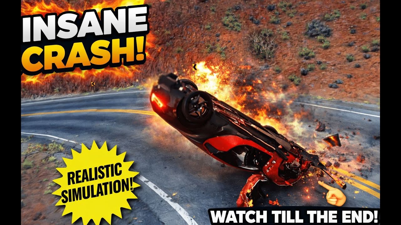 Insane Car Flip on Mountain Road | Realistic Crash Simulation