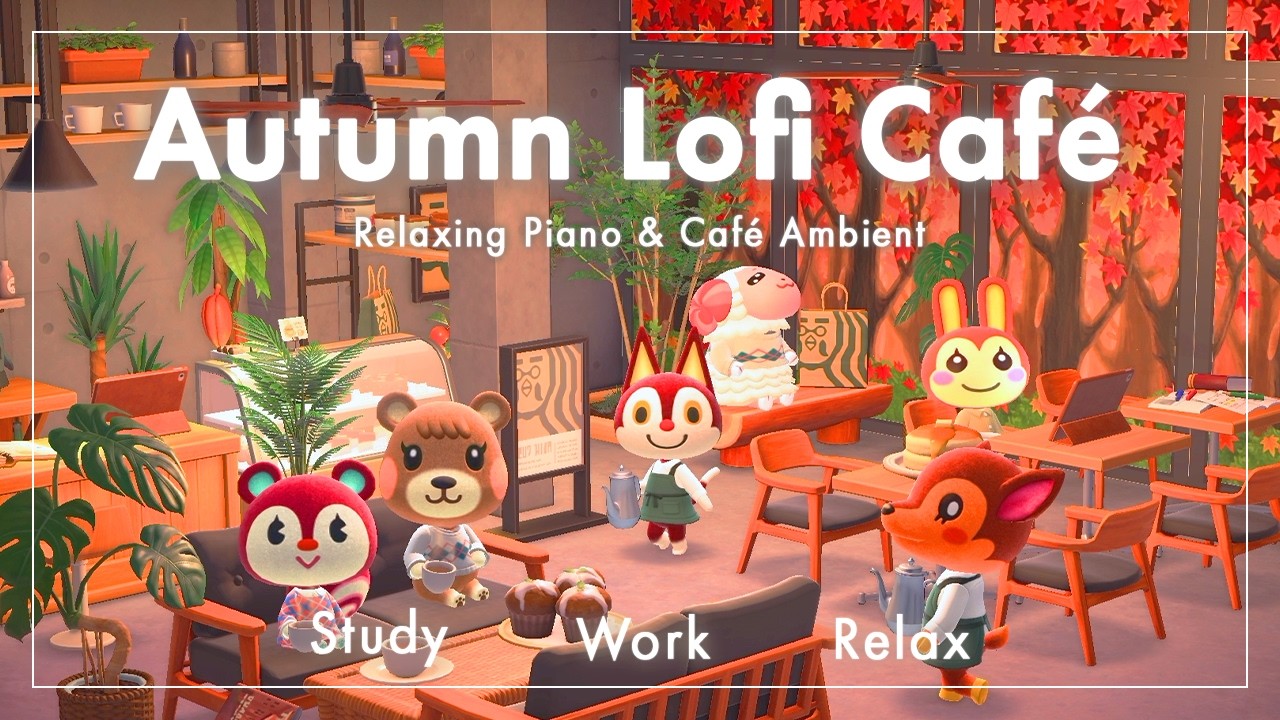 【あつ森BGM】Autumn Lofi Café｜スターバックス x ハトの巣｜ピアノと環境音｜作業・勉強・リラックス・睡眠用BGM【3時間】