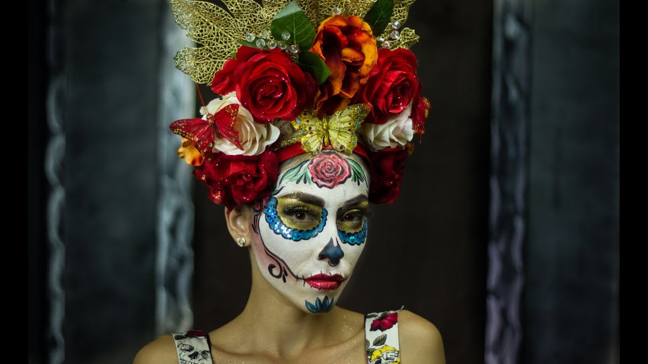 Dia de los muertos sugar Skull Makeup tutorial by Citylocs.com and Paulina