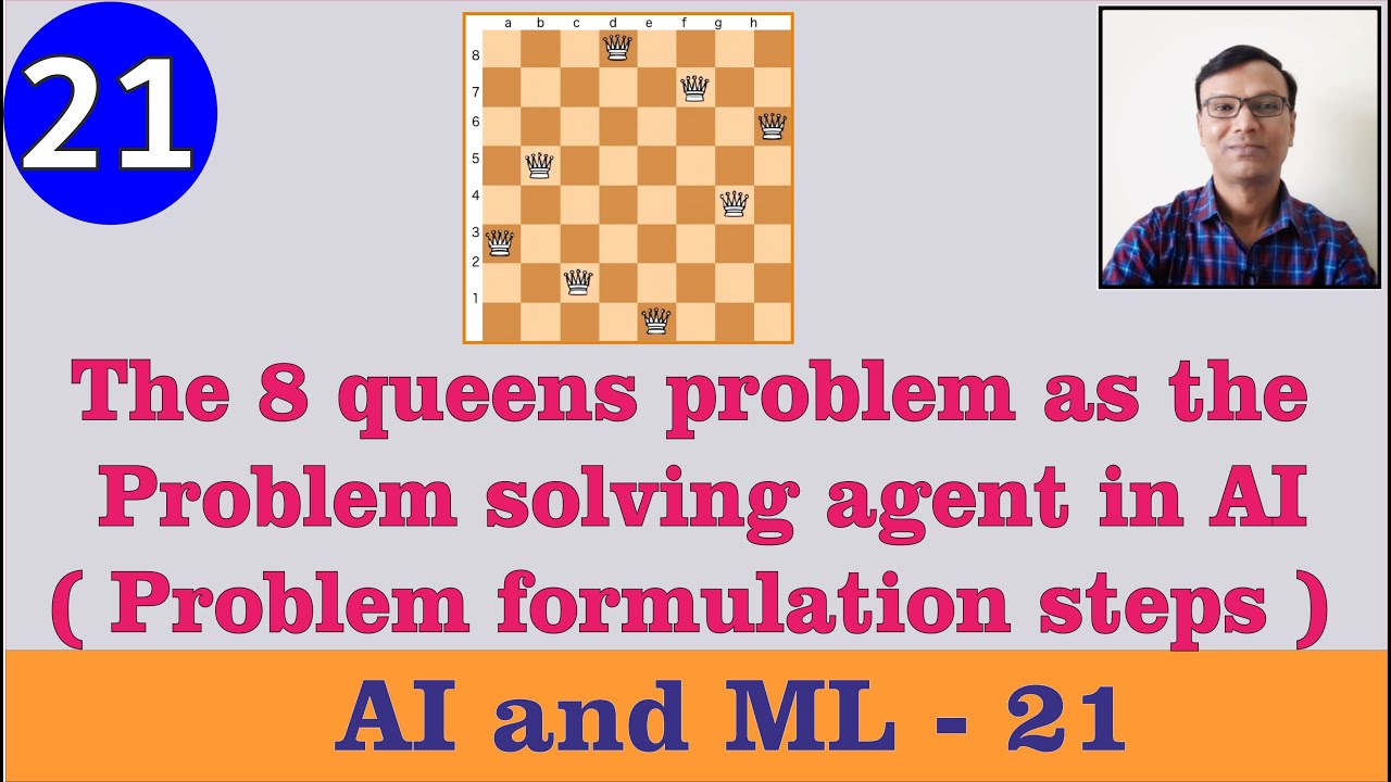 The 8 queens problem as the Problem solving agent in AI (problem formulation steps)  || AI ML ||