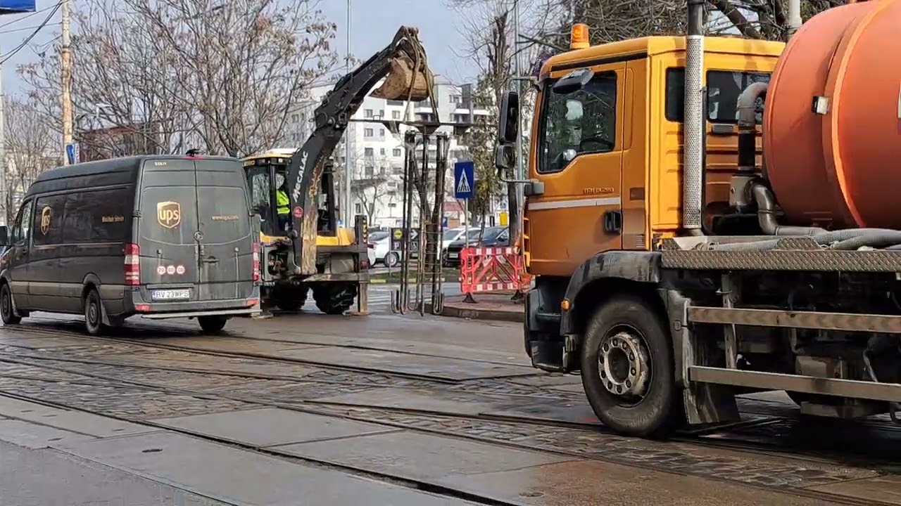 Lucrări pe linia de tramvai de pe Bd. Basarabia lot 9 și a doua zi de lucrări pe Bd. 1 Decembrie