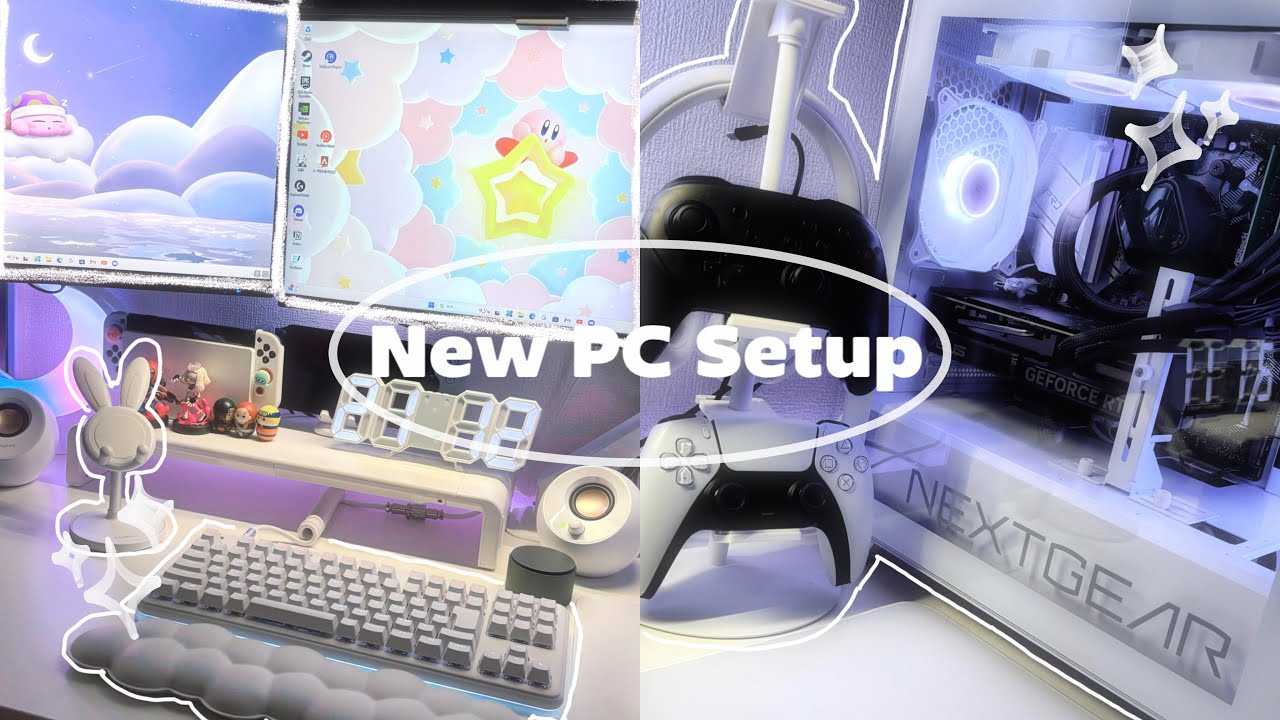 vlog / 初めてのNEXTGEARのゲーミングPC開封、設定💫念願のデュアルモニターに🖥️🤍白ゲーム部屋制作🎮🔨✨