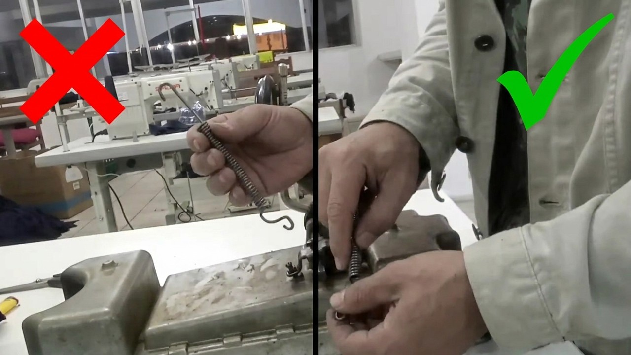 Troca da mola da joelheira da maquina reta industrial (resposta a inscritos).