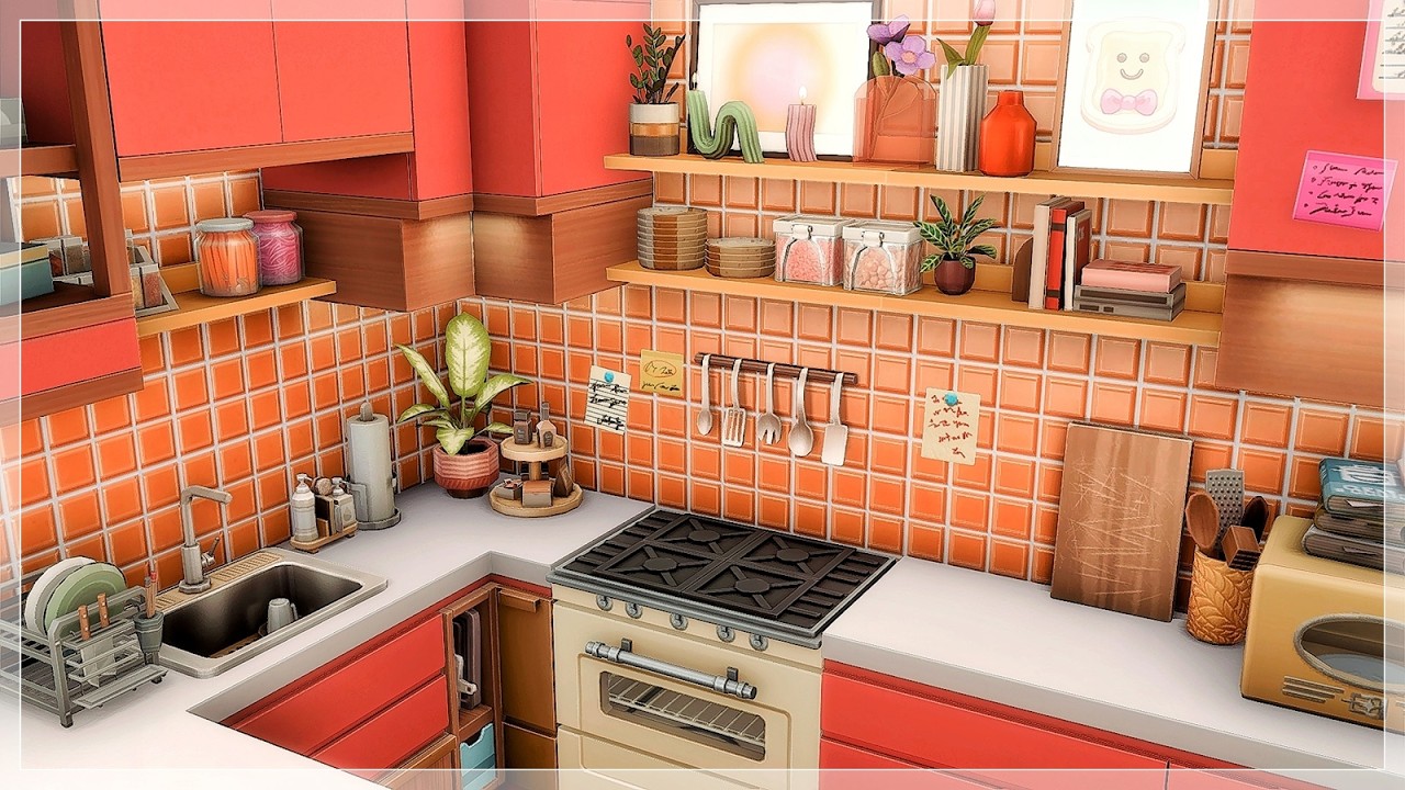 Квартира, наполненная дофамином 🌸🌼🧡 | Быстрая постройка в The Sims 4