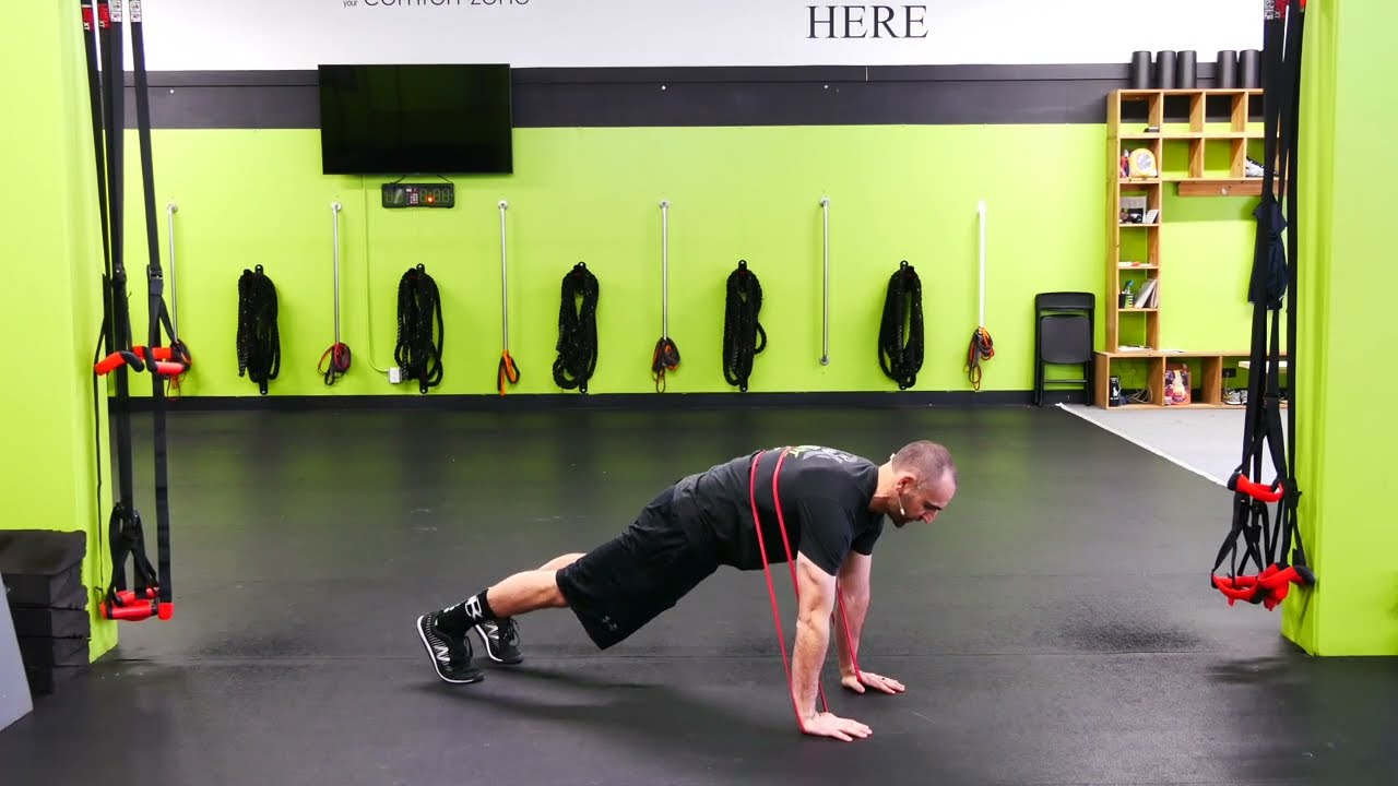 Group Training Boise I Band Scap Push Up Demonstration I Kvell Fitness and Nutrition