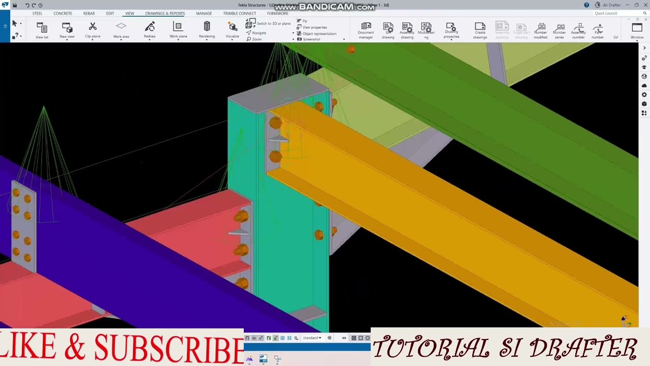 TEKLA STRUCTURE 2023 TUTORIAL 6 ~ Join beam connector with column~pertemuan penghubung dengan kolom