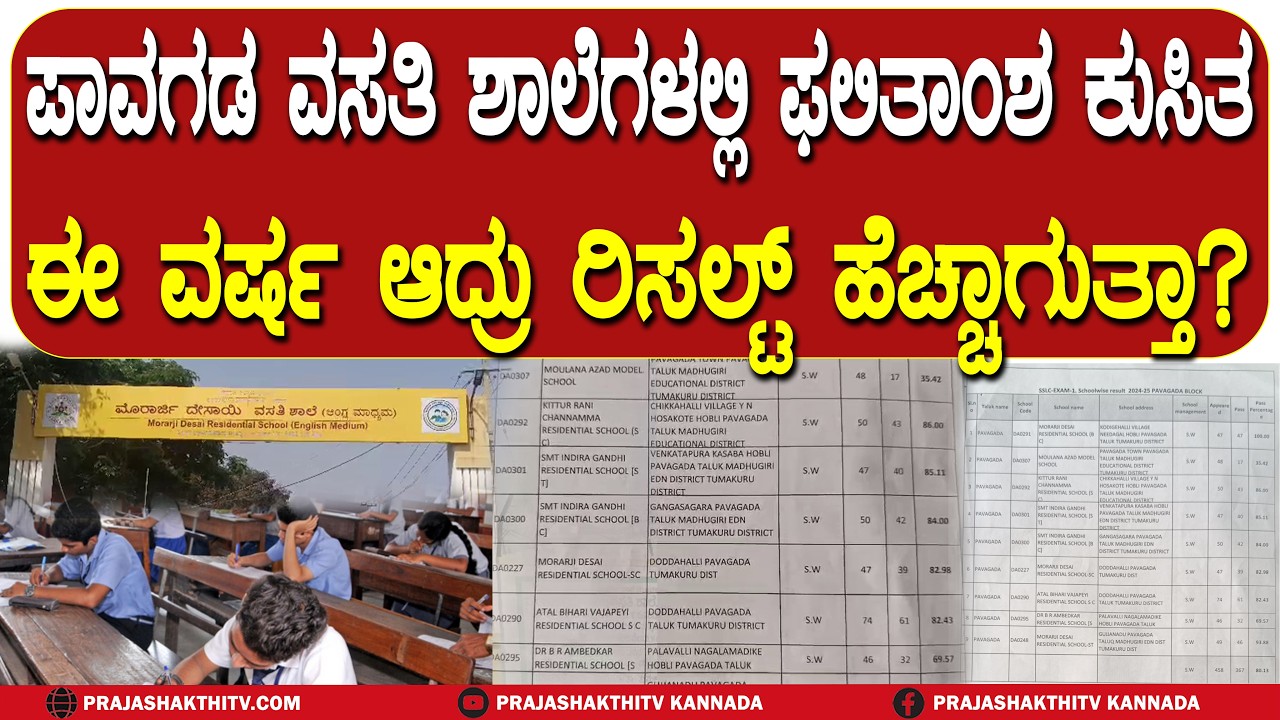 ಪಾವಗಡ ವಸತಿ ಶಾಲೆಗಳಲ್ಲಿ RESULT ಕುಸಿತ -  ಈ ವರ್ಷ ಆದ್ರು RESULT  ಹೆಚ್ಚಾಗುತ್ತಾ | PAVAGADA NEWS |