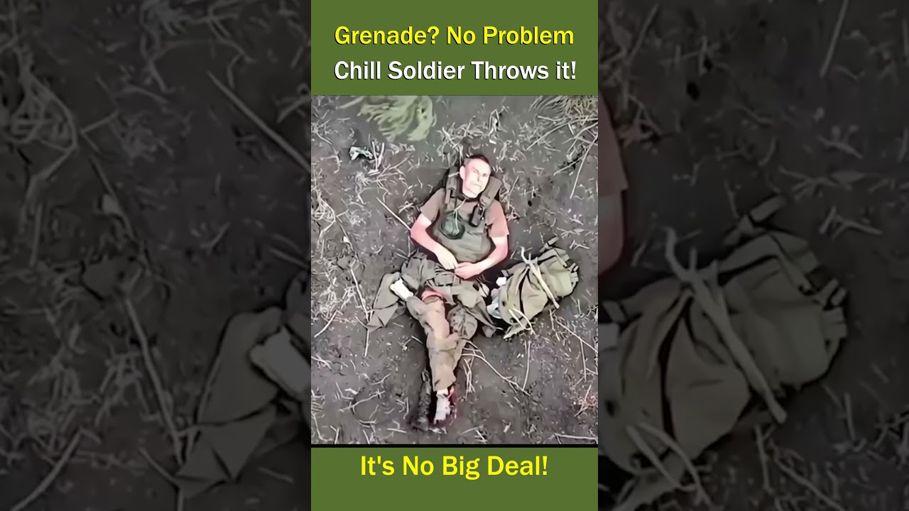 Soldier Casually Throws Away Drone Dropped Grenade