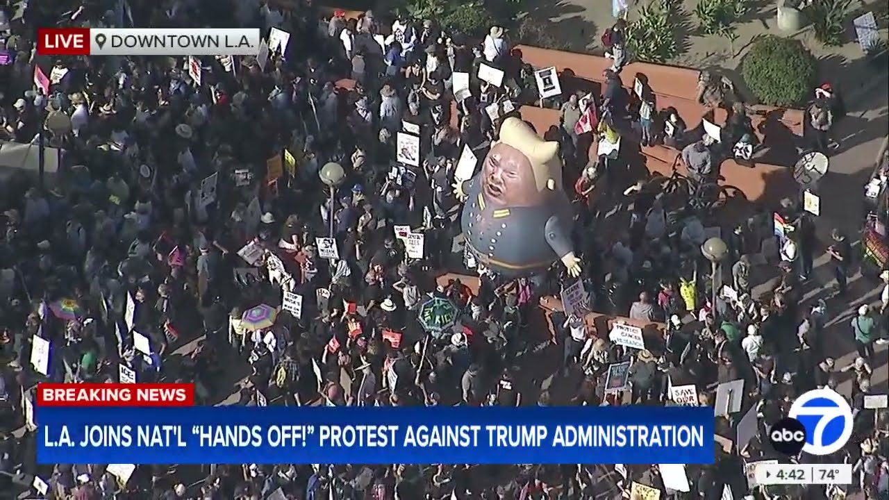 L.A. joins national 'Hands Off!' protest against Trump administration, Musk