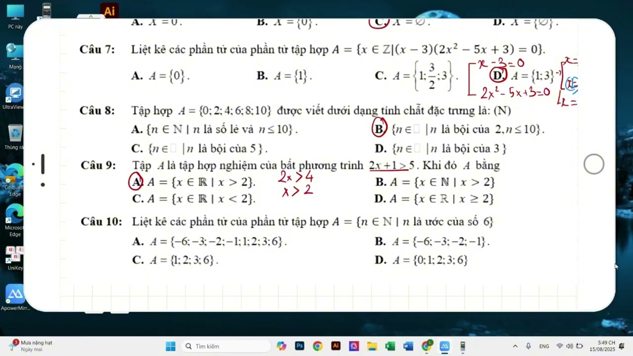 (TOÁN 10 - 2K10) Đề ôn tập: Tập hợp - tập con
