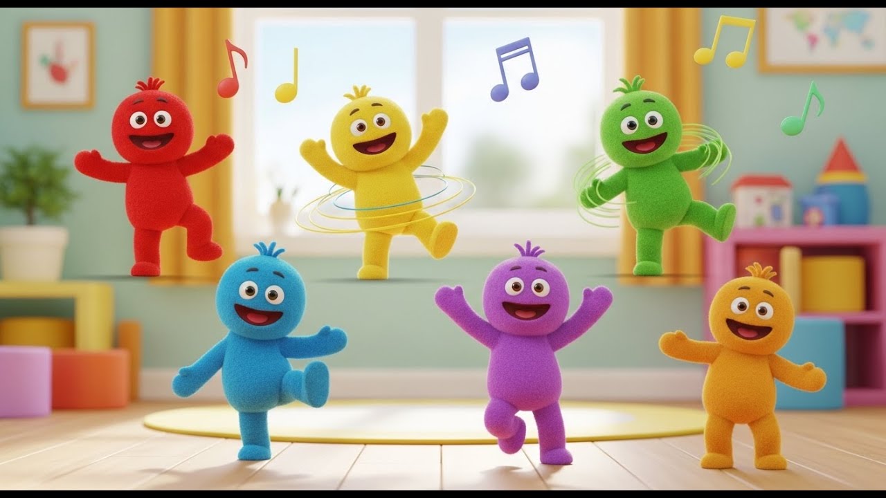 Six Little Toy Puppets Dance Dance Dance | Fun Robot Dance Song for Kids