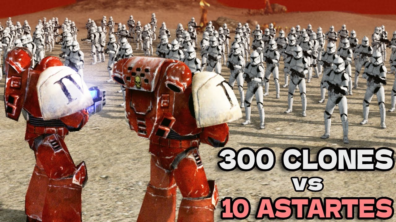 Can 300 Clone Troopers kill 10 Space Marines?