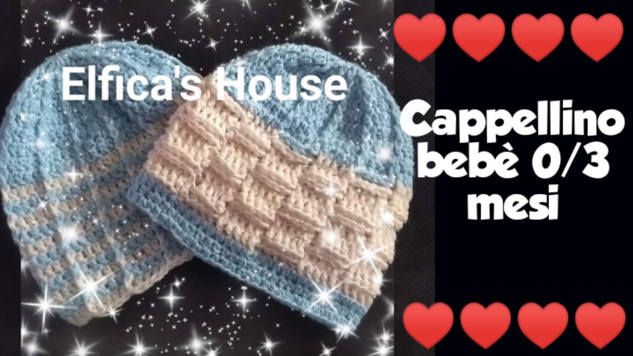 Cappellino in due versioni 0/3 mesi, possibile sviluppare tutte le misure vedi info box
