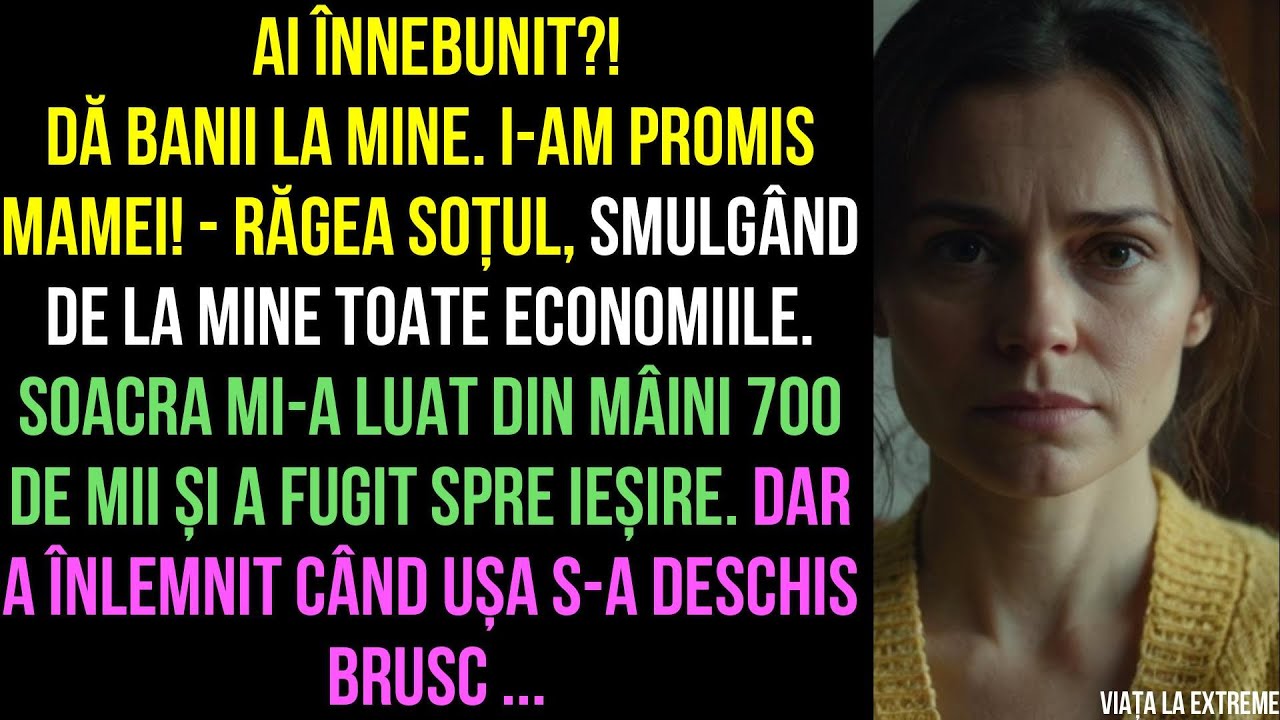 Ai înnebunit?Dă banii la mine.Răgea soțul,IAR Soacra mi-a luat din mâini BANII și a fugit Dar...