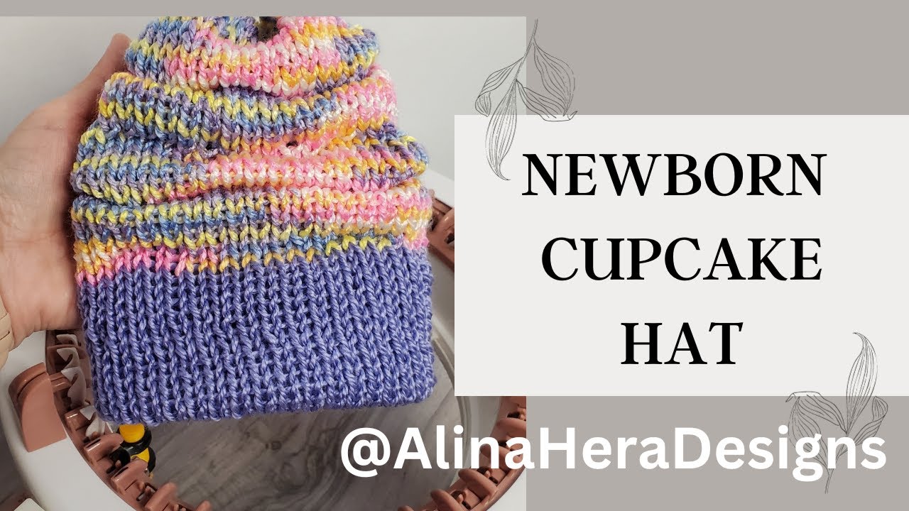 Cupcake Hat or Christmas Tree Hat made on Sentro Knitting Machine. Knitted Newborn Hat