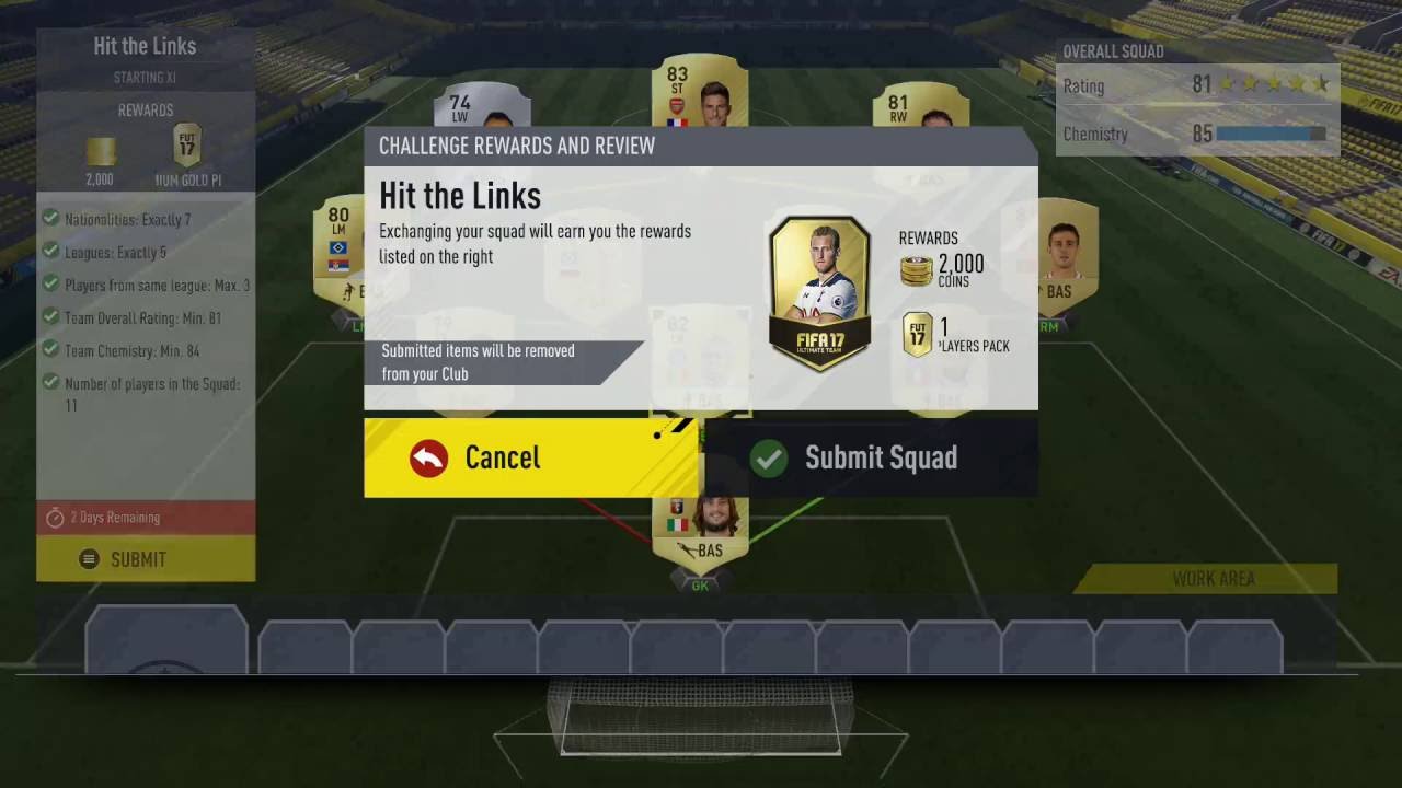Fifa 17 SBC hit the links completed