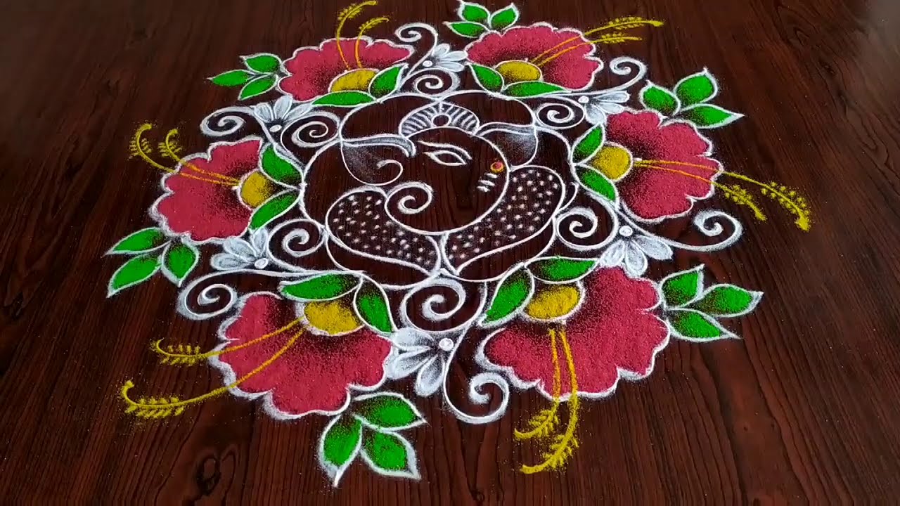 Ganesh chathurthi special rangoli (9×5) dot's...