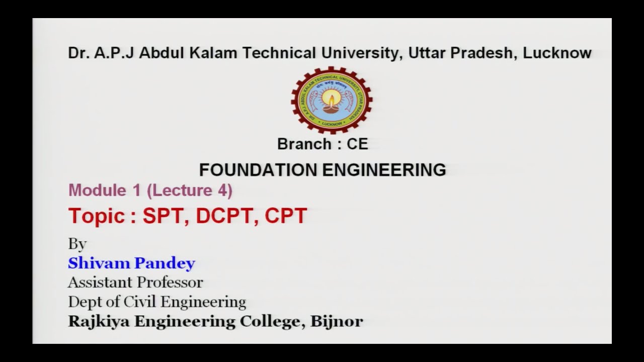 Foundation Engineering | SPT, DCPT, CPT | AKTU Digital Education