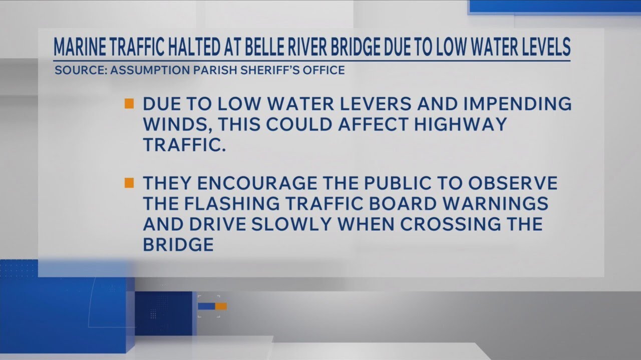 Marine traffic halted at Belle River Bridge due to low water levels