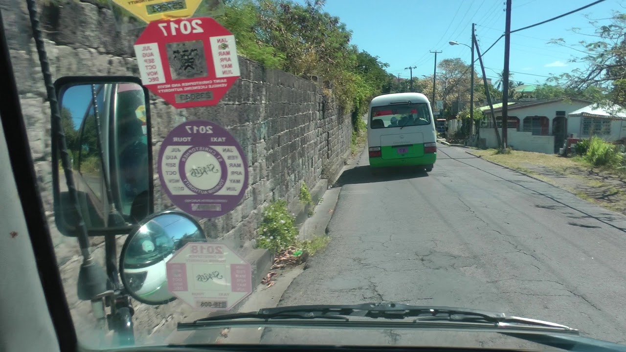 driver view narrated bus ride on St. Kitts from Old Road Town to Basseterre (1 of 2)