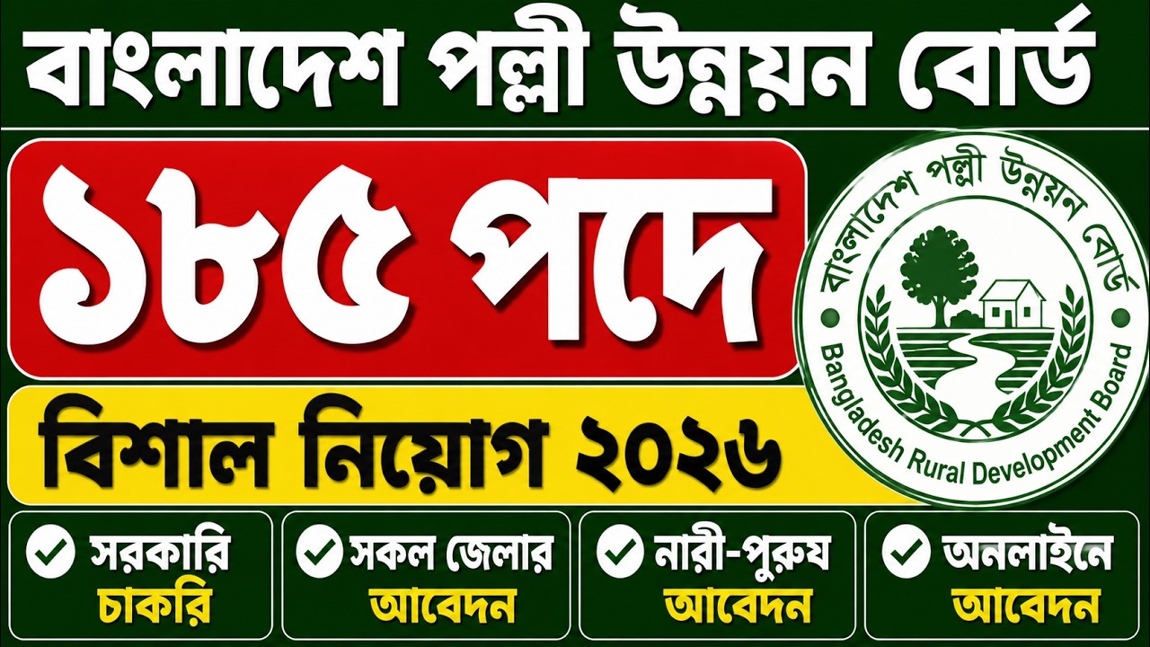 🔥 ১৮৫ পদে বাংলাদেশ পল্লী উন্নয়ন বোর্ড (BRDB) নিয়োগ ২০২৬ | BRDB Job Circular 2026 |