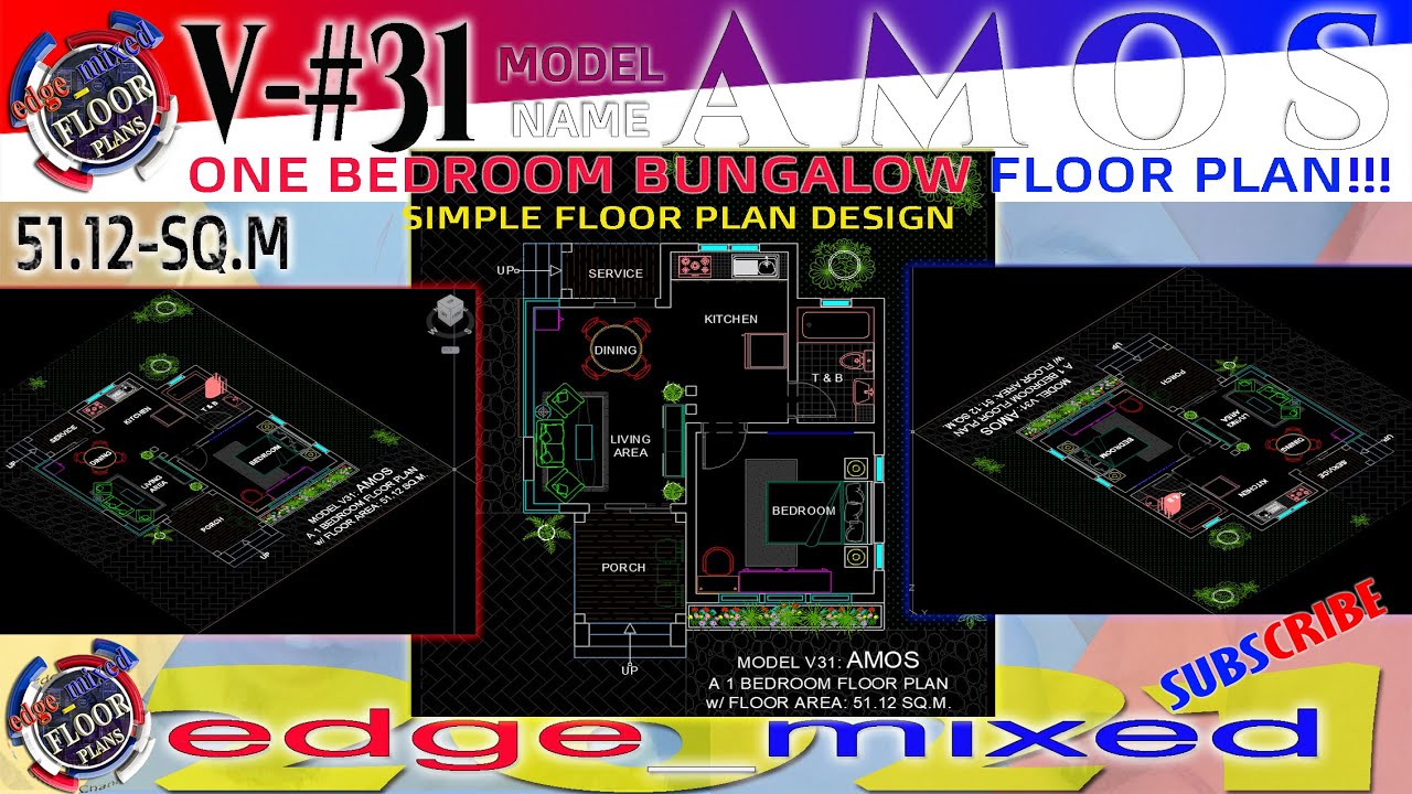 AMOS - One Bedroom Simple Floorplan-Small Houseplan