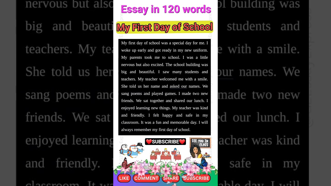 paragraph on my first day of school 120 words || write short paragraph on my first day at  school
