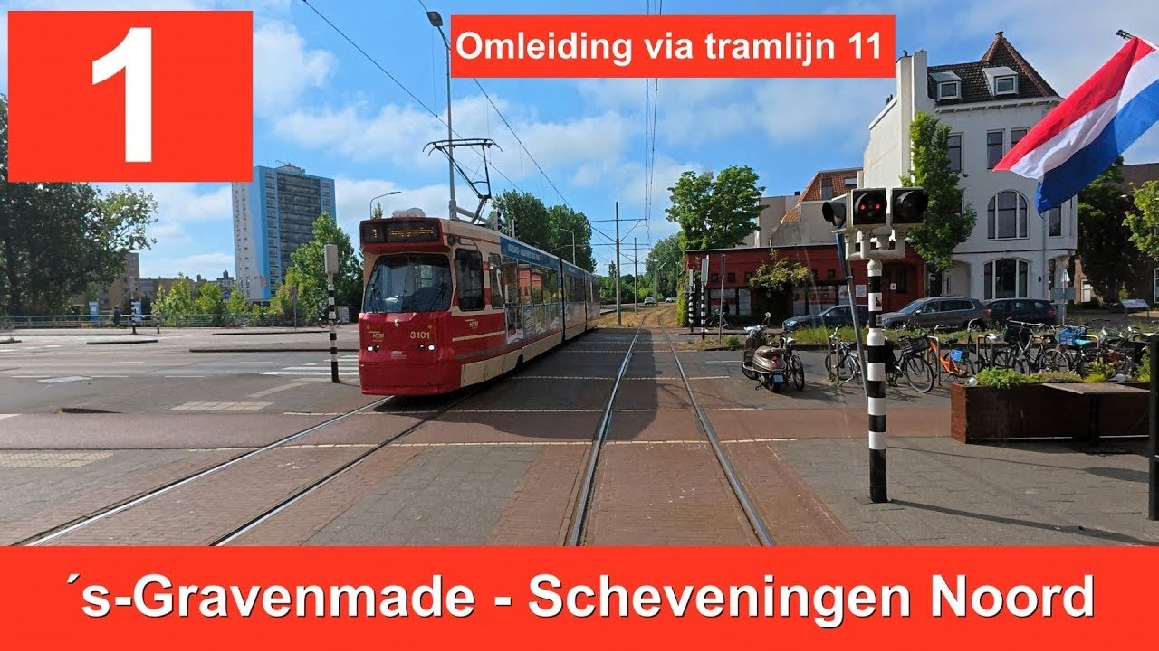 HTM lijn 1: Rijswijk 's-Gravenmade - Scheveningen Noord | Omleiding via lijn 11 | HTM 3143 | 2025