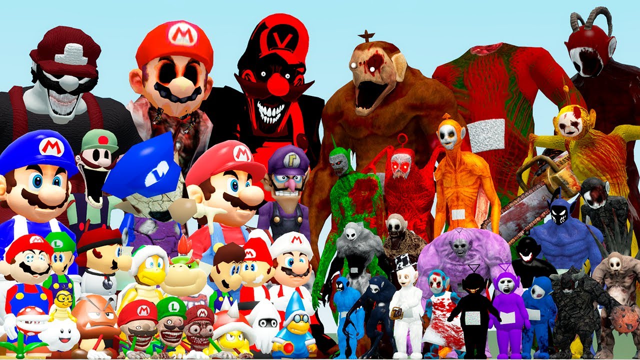 ALL CORRUPTED MARIO AND LUIGI FAMILY VS SLENDYTUBBIES CHARACTERS (Garry's Mod)