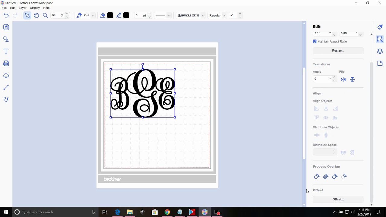 How To Create a Monogram Using Brother Canvas Workspace Brother Scan and Cut