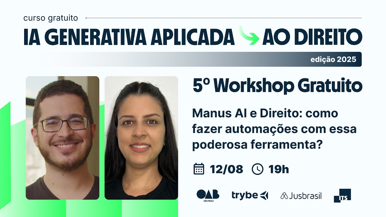 5º Workshop Gratuito | Manus IA e Direito: como fazer automações com essa poderosa ferramenta?