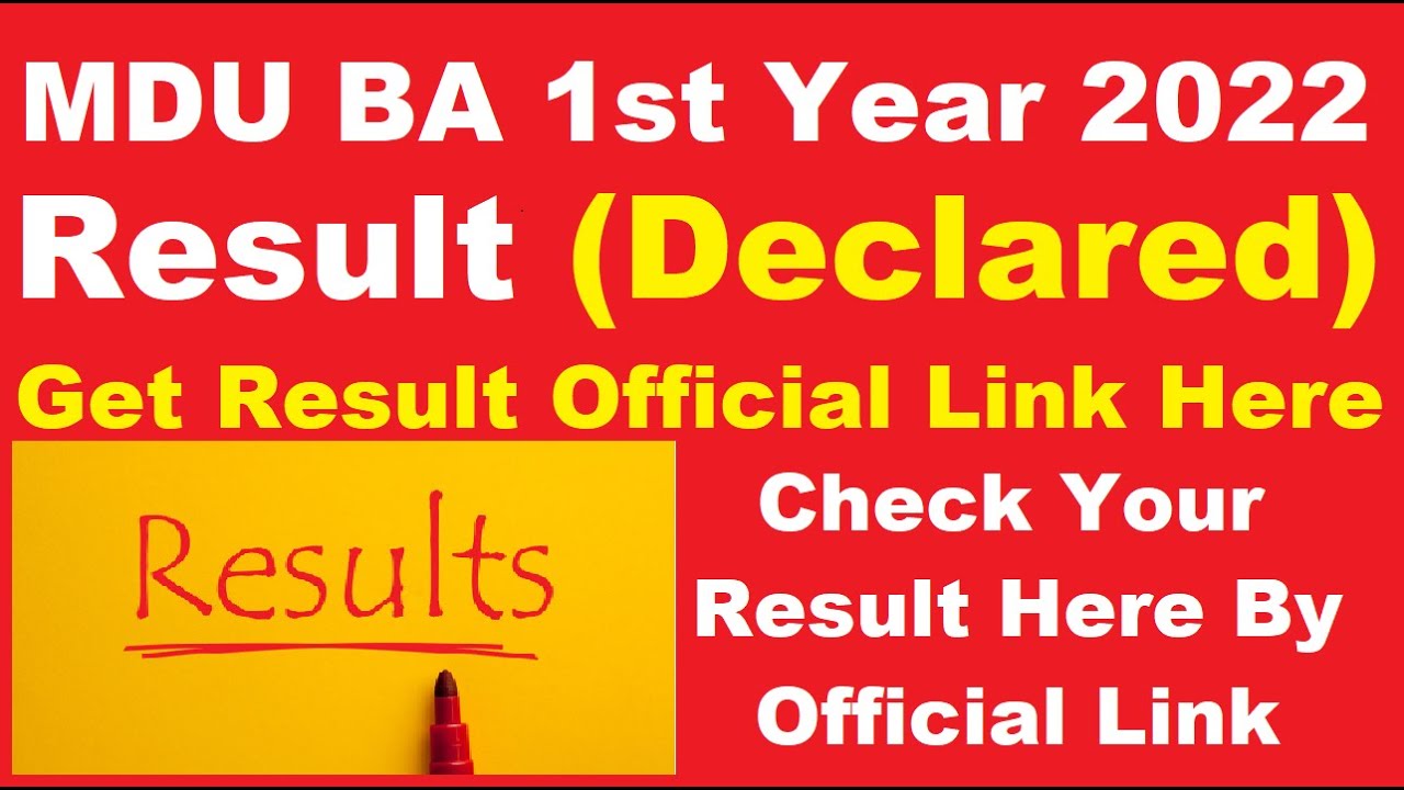 MDU BA 2022 1st Year Result (Declared) - Download Your MDU BA 2022 Part 1 Results