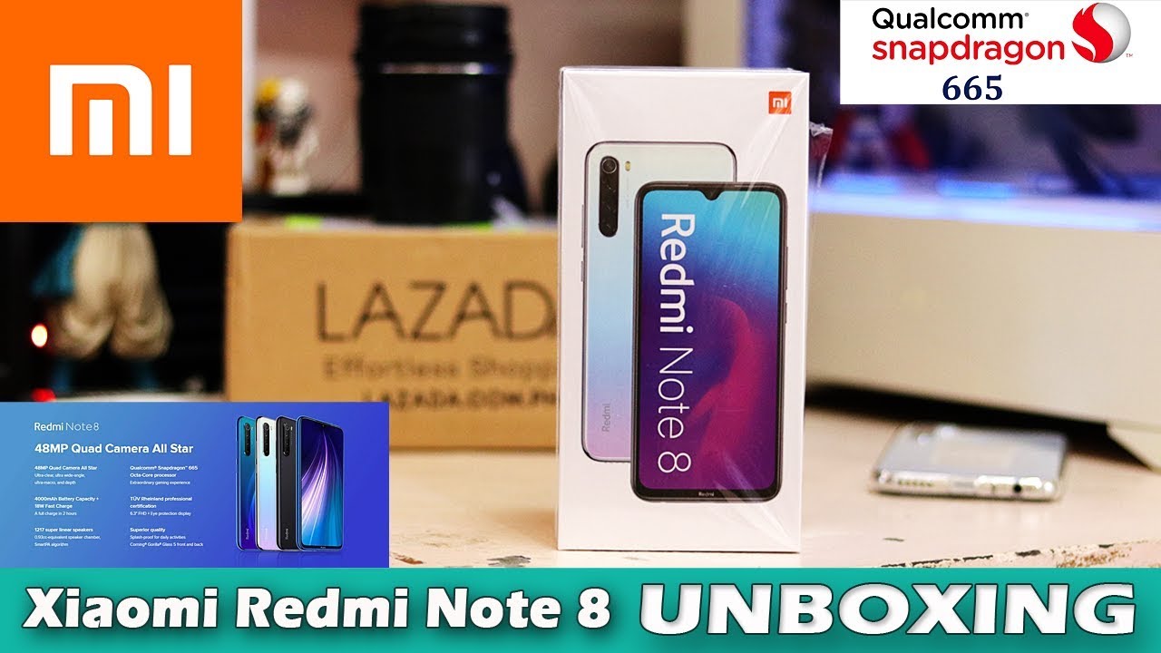 Xiaomi Redmi Note 8 Moonlight White Quick UNBOXING and Setup | LAZADA Philippines