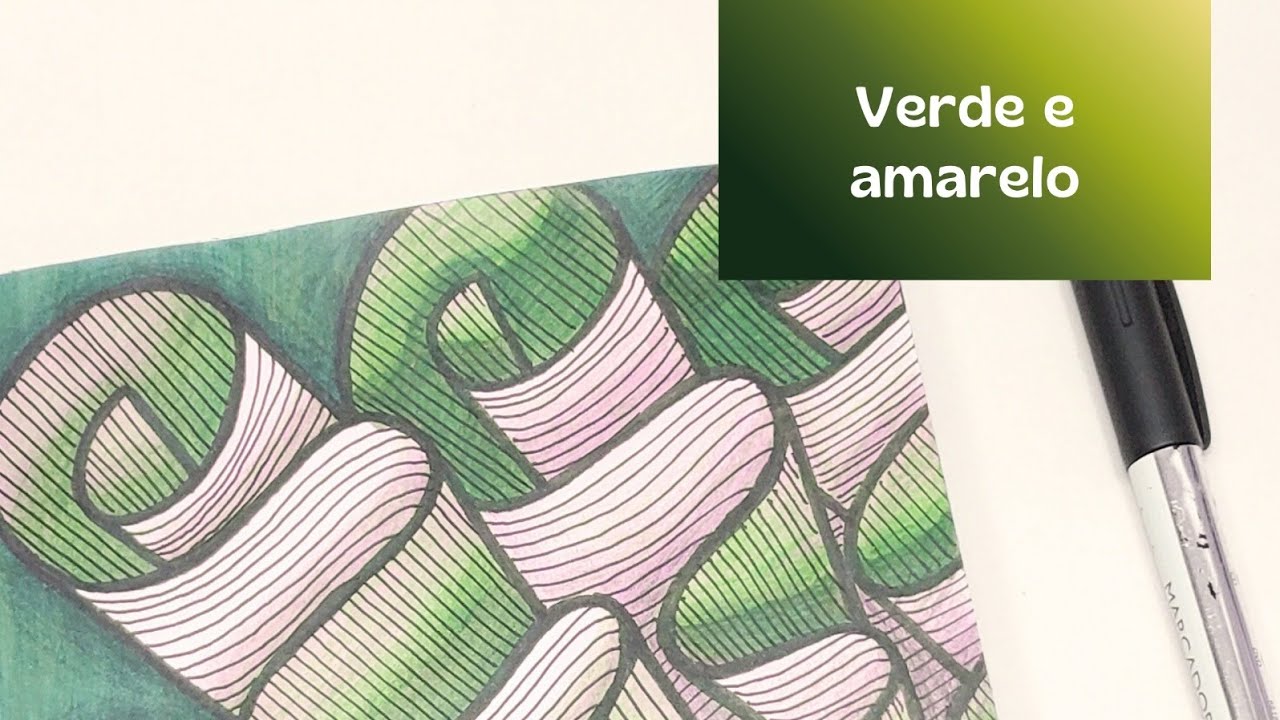 Coleção Desenho zen - Degradê Emocional - Verde e amarelo. Como fazer Zendoodles.