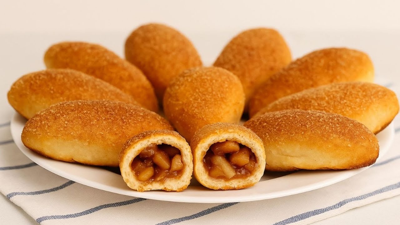 OVEN-BAKED CAKES made from sour milk CHEESE dough with APPLE and cinnamon filling