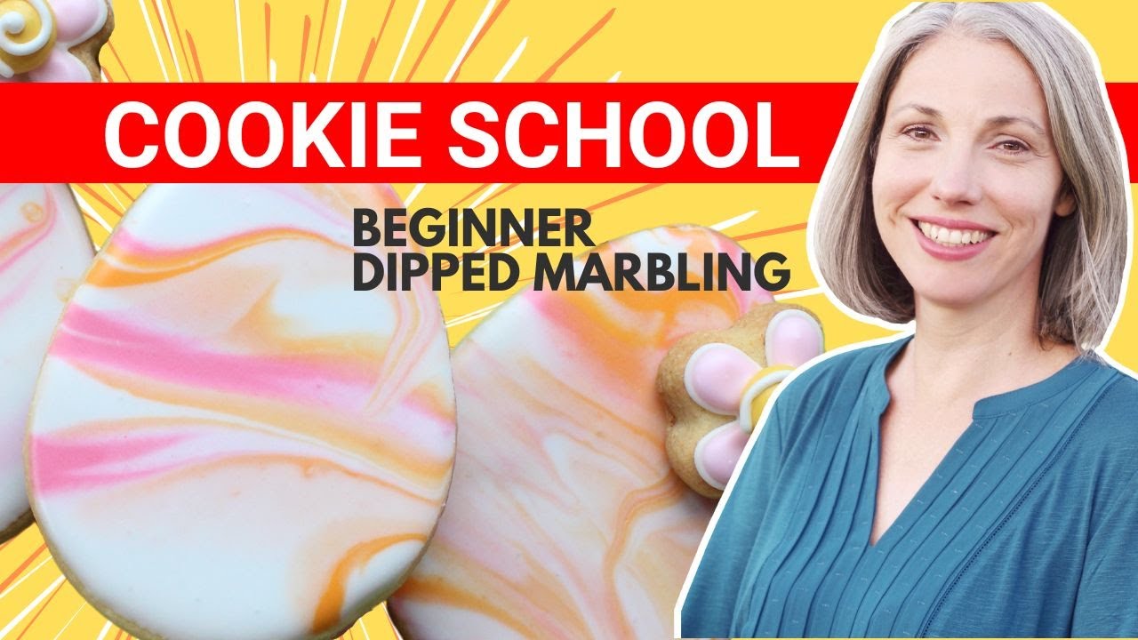 Marbled royal icing Easter cookies -  Create Mesmerizing Cookies with Royal Icing Marbling!