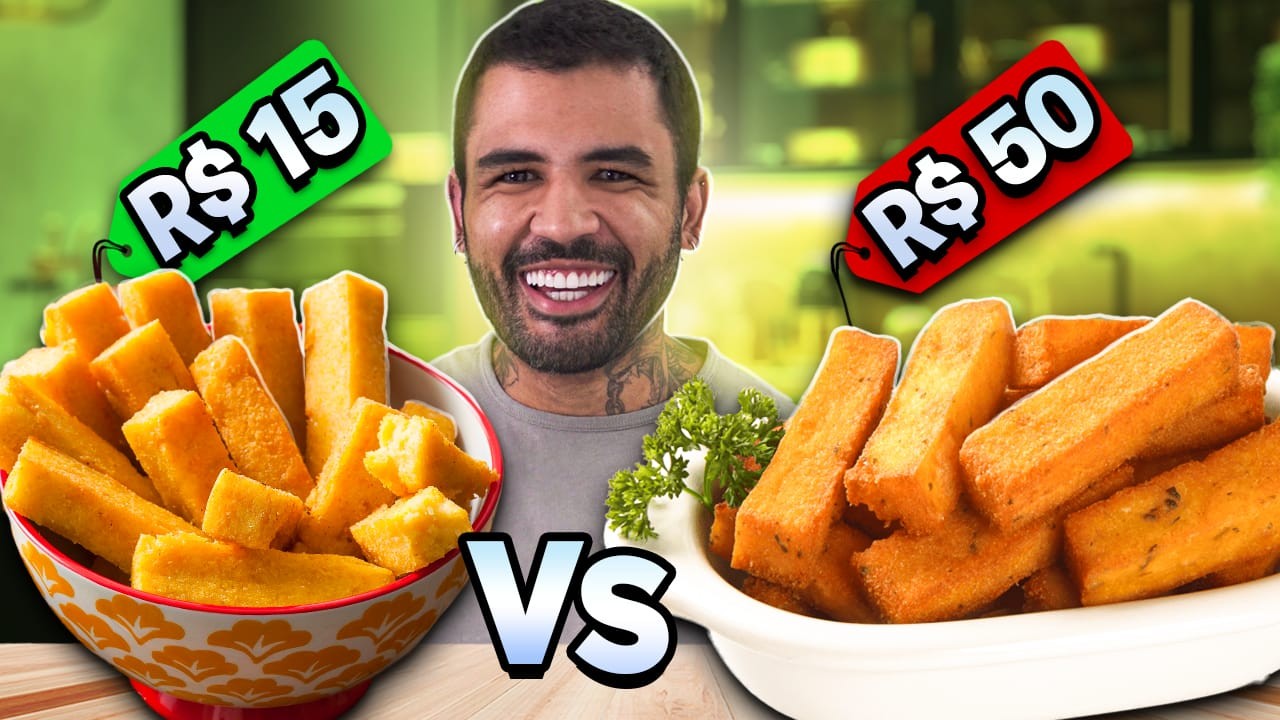 POLENTA FRITA DE 50 REAIS VS 15 REAIS! CARO VS BARATO - ANGU DE RICO
