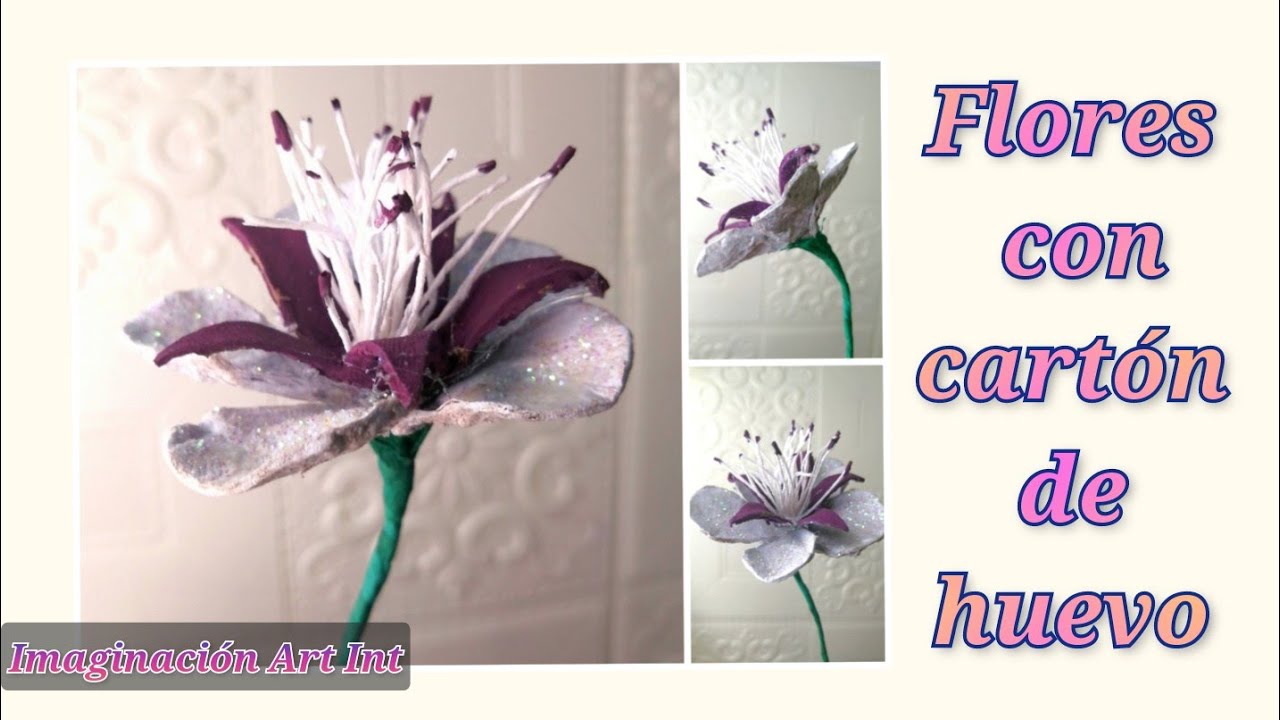 Flores con cartón de huevo, #3. reciclaje util, manualidades con cartón de huevos