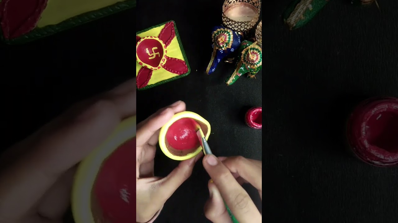 DIY beautiful diya decoration..✨🪔🪔 #art #creative #shorts #diya #decor #colour