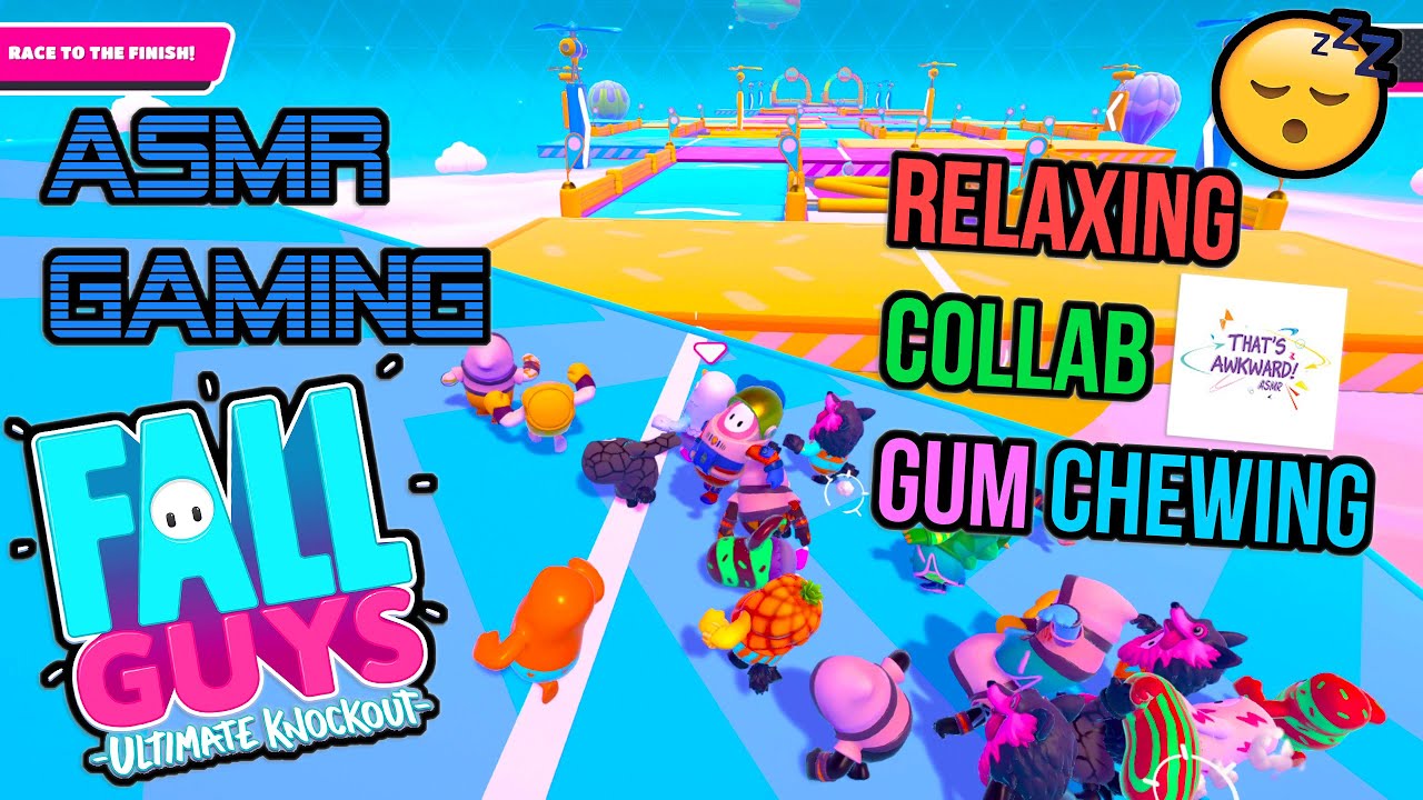 ASMR Gaming 😴 Fall Guys Ultimate Knockout Relaxing Gum Chewing 🎧🎮 Controller Sounds + Whispering 💤