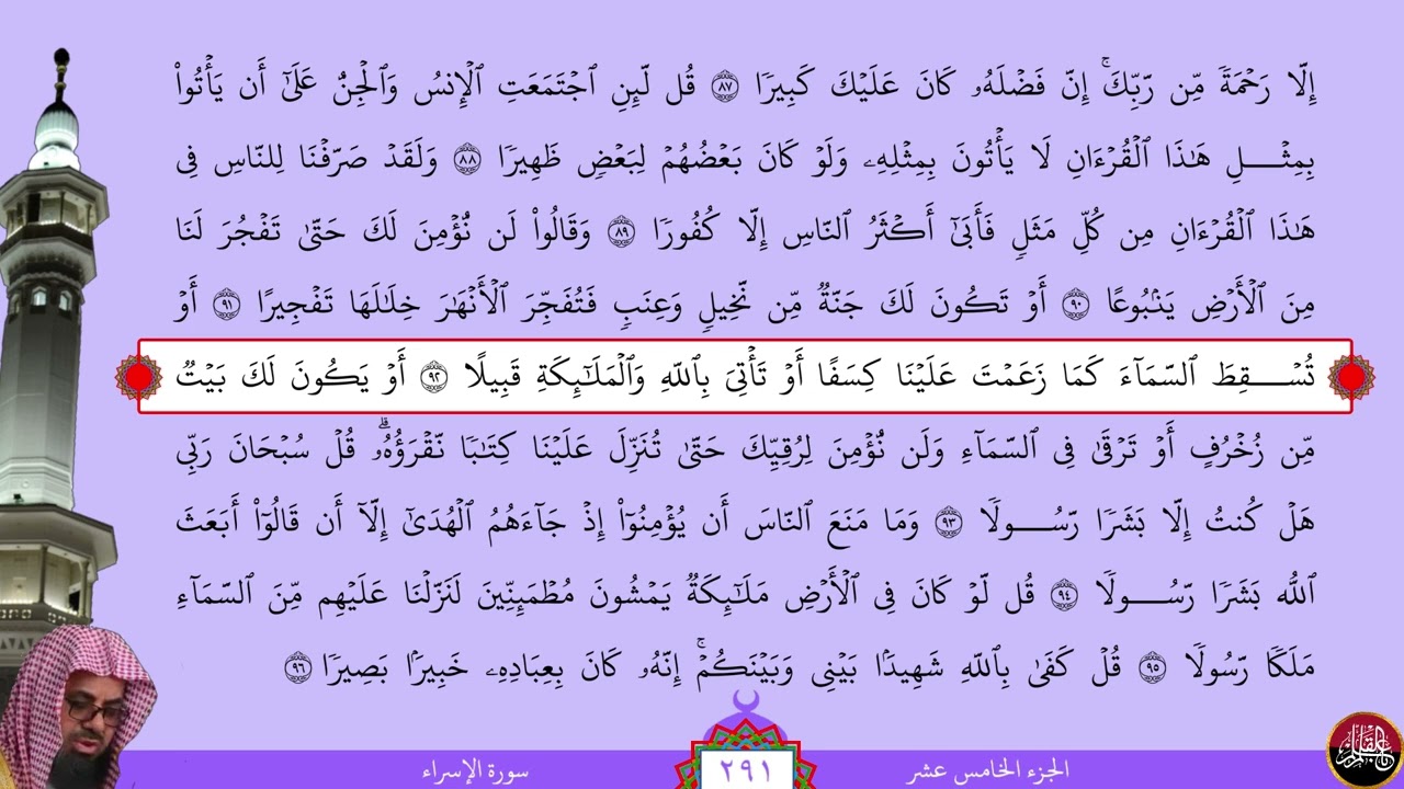 مصحف الحدر المسرع لمراجعة الحفاظ بصوت الشيخ سعود الشريم - الجزء الخامس عشر