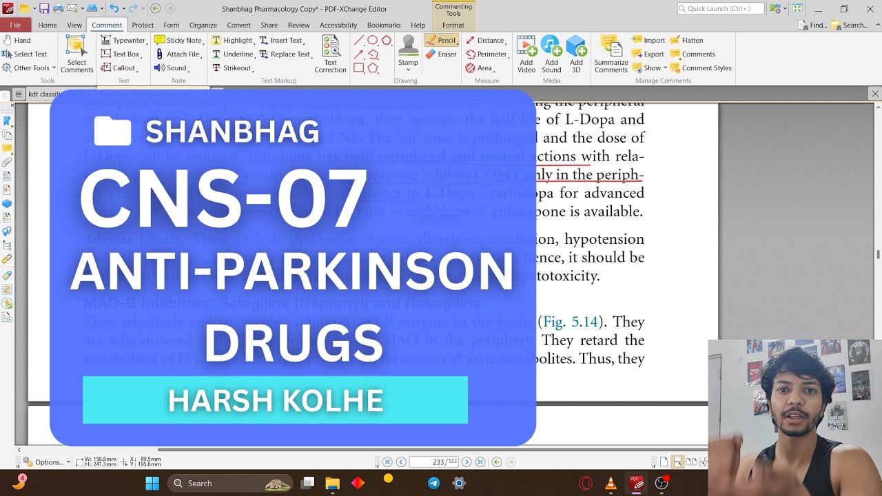 ANTI PARKINSON DRUGS | CNS PHARMACOLOGY | SHANBHAG | HARSH KOLHE