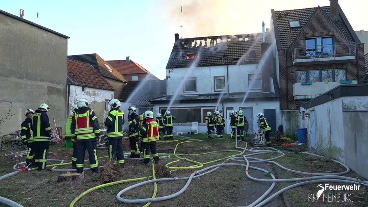 Dachstuhlbrand Kranenburg Feuerwehr Kranenburg